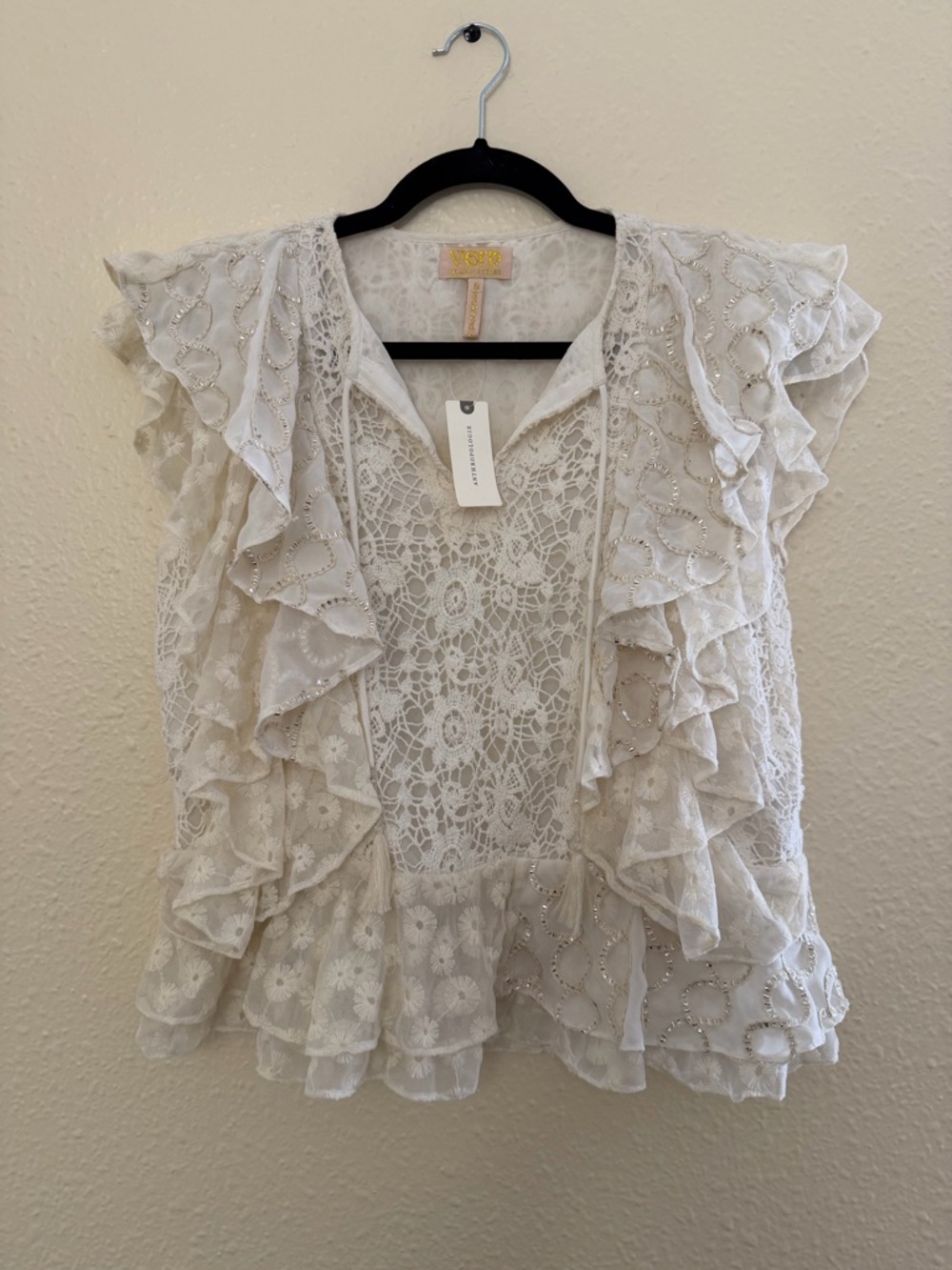 NWT Verb Anthropologie Embroidered Lace Ruffle Top - Picture 6 of 13